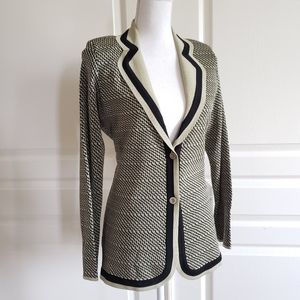 Misook Two Button Blazer Olive Green Zig Z…